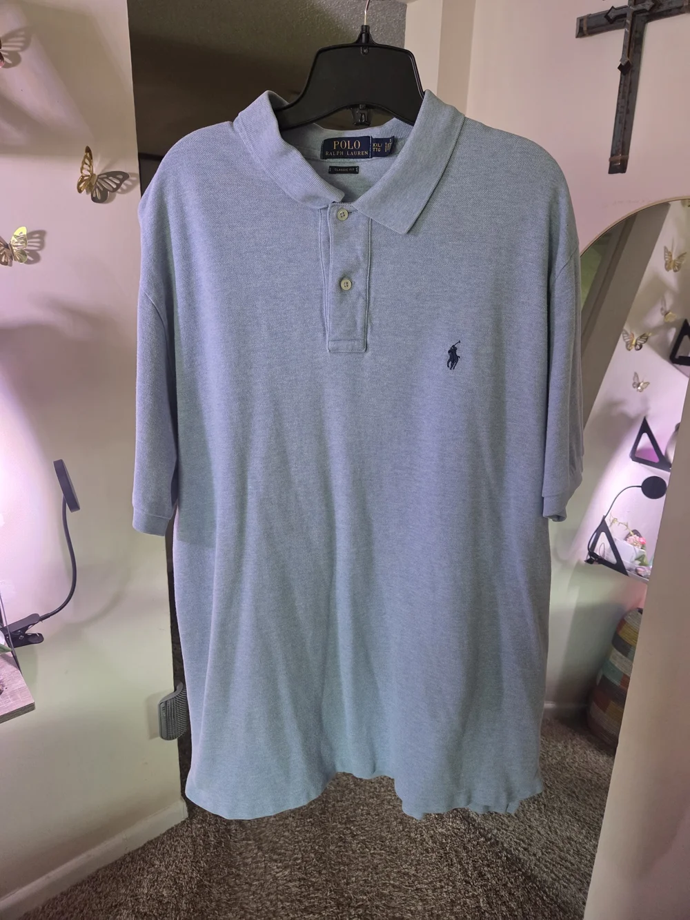 Ralph Lauren Light Blue Short Sleeve Polo with Navy Pony